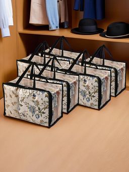 Kuber Industries - Transparent Waterproof Multipurpose Storage Bags With Zip - Black (Pack of 6)