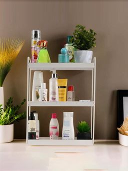 Kuber Industries - 3-Tier Rust-Resistant Bathroom Organiser Stand - White