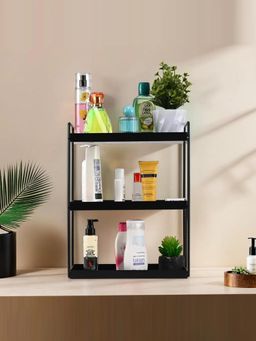 Kuber Industries - 3-Tier Rust-Resistant Bathroom Organiser Stand - Black