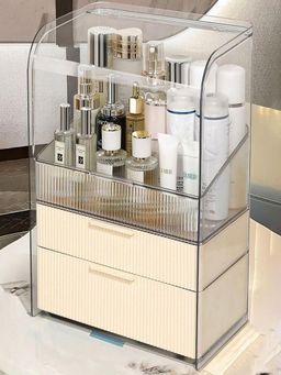 House of Quirk - Professional Cosmetic Makeup Box Organizer Dressing Drawer Box - Cream