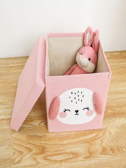 House of Quirk - Clothing Storage Box Case With Handle For Toy Laundry Box Ears - Pink Pup