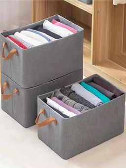 House of Quirk - Dark Grey Wardrobe Organizer For Clothes With Metal Fram Foldable Storage Box