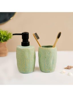 Voncasa - Von Casa Brush Holder & Soap Dispenser Ceramic Teal Green (Pack of 2)