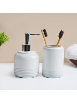 Voncasa - Von Casa Brush Holder & Soap Dispenser Ceramic White (Pack of 2)