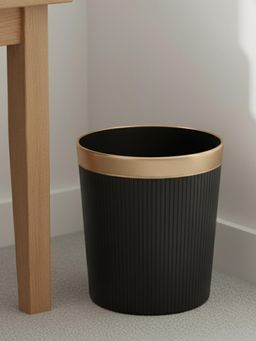 Aarvi Decor - Faux Leather Elegant Chic Dustbin Trash Bin For Living Room Bedroom & Office Black