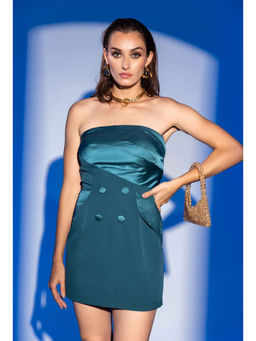 Kayjay by Kritika Jain - Peacock Teal Tube Mini Robyn Dress