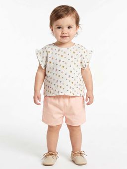 MINI KLUB - Girls Multi-Colour Cotton Top and Shorts