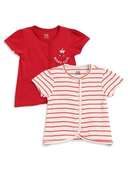 MINI KLUB - Girls Multi-Colour Cotton T-Shirts (Pack of 2)