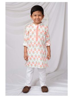 Little Collars - Boys Peach Cotton Kurta and Pyjama