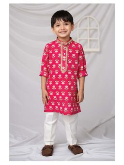 Little Collars - Boys Pink Cotton Kurta and Pyjama