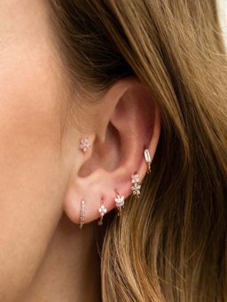 AQUASTREET - Single Ear 18K Plated Antitarnish Butterfly Floral Earring Set (Set of 6)