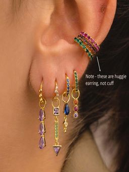 AQUASTREET - Single Ear 18K Plated Antitarnish Multicolor Hoop Earring Set (Set of 7)