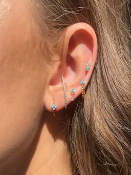 AQUASTREET - Single Ear 18K Plated Antitarnish Blue Floral Earring Set (Set of 5)