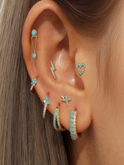 AQUASTREET - Single Ear 18K Plated Anti-Tarnish Blue Zircon Earring Set (Set of 8)