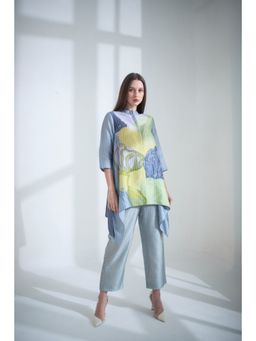 clos - Grey and Yellow Short Tunic Tail with Pant (Set of 2)