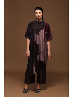 clos - Medium Brown Rich Dupion Silk Tunic with Pant (Set of 2)