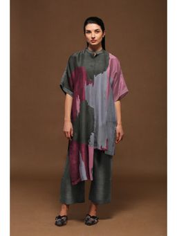 clos - Gunmetal Rich Dupion Silk Tunic with Pant (Set of 2)