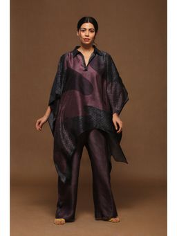 clos - English Walnut Rich Dupion Silk Kaftan with Pant (Set of 2)