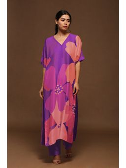 clos - Light Orchid Textile Colour Variation Of Rich Dupion Silk Kurta with Pant (Set of 2)