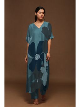 clos - Faded Jade Textile Colour Variation Of Rich Dupion Silk Kurta with Pant (Set of 2)