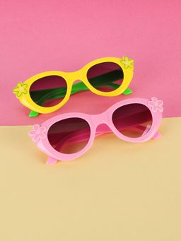 DukieKooky - Girls Grey Lens Yellow Oval Sunglasses with UV Protected Lens