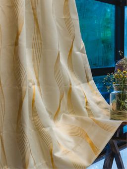 Urban Space - Blackout Curtains for Door with Eyelets & Tieback, 1 Piece - Double Wave Beige (7 x 4)