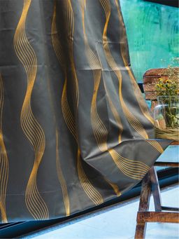 Urban Space - Blackout Curtains for Window with Eyelets & Tieback, 1 Piece-Wave Stone Grey (5 x 4)