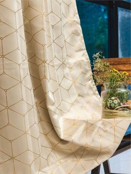 Urban Space - Blackout Curtains for Door with Eyelets & Tieback, 1 Piece - Hexagon Beige (7 x 4)