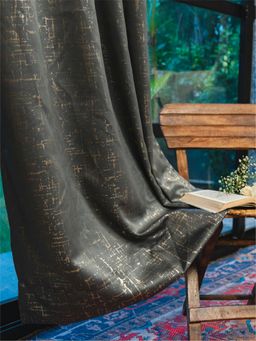 Urban Space - Blackout Curtains for Window with Eyelets & Tieback, 1 Piece - Sparkle Dark Grey (5 x 4)