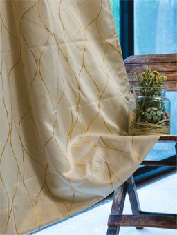 Urban Space - Blackout Curtains for Window with Eyelets & Tieback, 1 Piece - Wave Beige (5 x 4)