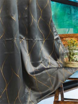 Urban Space - Blackout Curtains for Door with Eyelets & Tieback, 1 Piece - Wave Stone Grey (7 x 4)