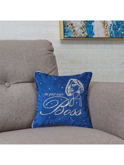 HomeTown - Milan Ornamented Cushion Cover 30 x 30 Cm in Navy Colour