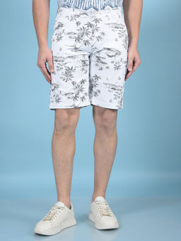 CRIMSOUNE CLUB - Men White Floral Print Pure Cotton Shorts