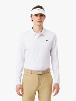 Lacoste - White Regular Fit Ultra Dry Long Sleeved Golf Polo T-Shirt