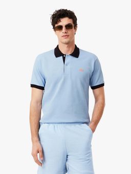 Lacoste - Blue Classic Fit Contrast Rib Polo T-Shirt