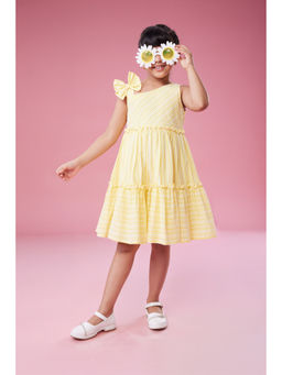 MASTARANG - Yellow Striped Cotton Bow Dress