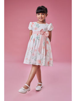 MASTARANG - White Shimmer Flare Long Bow Dress