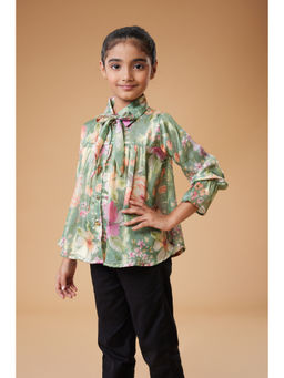 MASTARANG - Green Floral Print Top
