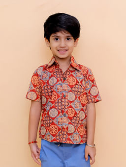 The Mom Store - Boys Rust Printed Shirt