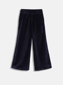 Tommy Hilfiger - Girls Blue Solid Casual Trouser