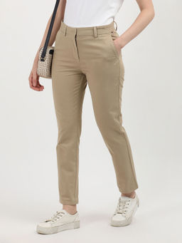 Tommy Hilfiger - Women Beige Solid Formal Trouser