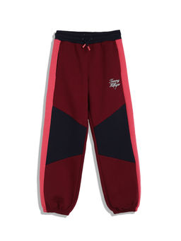 Tommy Hilfiger - Girls Maroon Colorblock Joggers