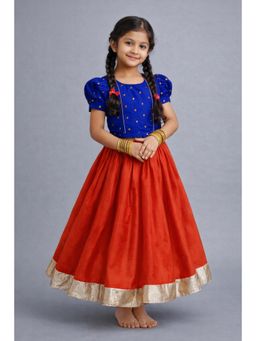 The Magic Wand - Woven Zari Butti Puff Sleeves Laced Lehenga Choli Set