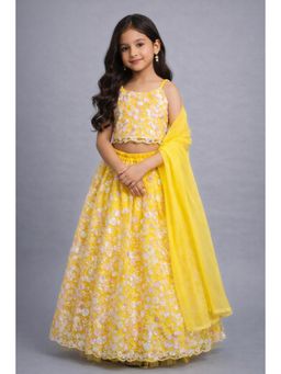 The Magic Wand - Yellow Net Sequin Embroidered Lehenga Set with Dupatta