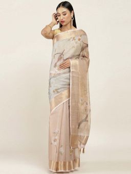 Soch - Printed Organza Saree with Unstitched Blouse