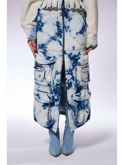 CILVR - Iced Wash Denim Blue Cargo Skirt