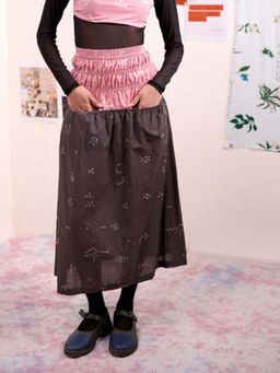 Doodlage - Brown Vine Bandhani Skirt