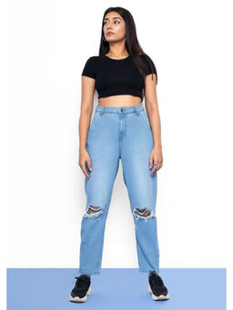 FREAKINS - Light Blue Distressed Slouchy Jeans