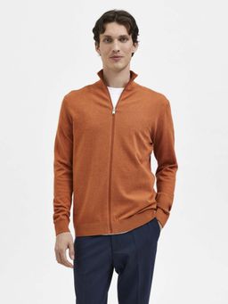 Selected - Orange Turtleneck Zip Up Cardigan