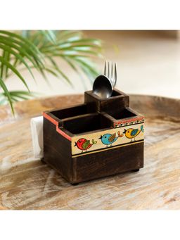 ExclusiveLane - Flock Of Birds Cutlery & Stationery Holder In Mango Wood